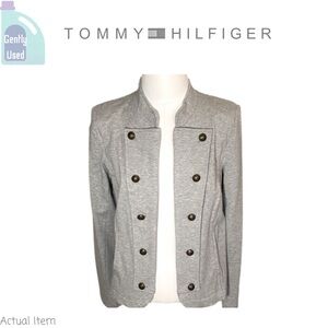 Tommy Hilfiger Military Gray Sweatshirt Jacket Size Large